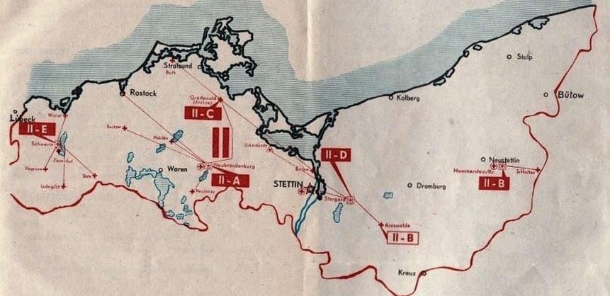 Carte des Stalags du Nord de l'Allemagne nazie