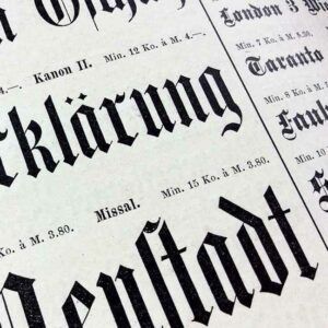 Impressions en Fraktur. Tests de polices de la fonderie Julius Klinkhardt, Leipzig et Vienne (vers 1885)